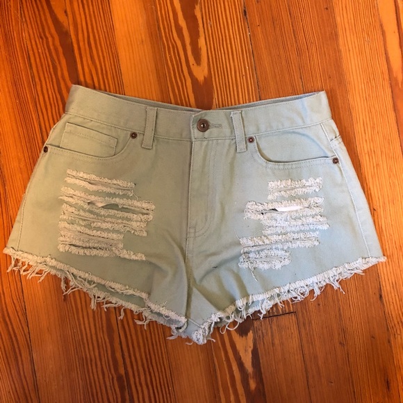 Mint Green Denim Shorts (never worn!) - Picture 3 of 7